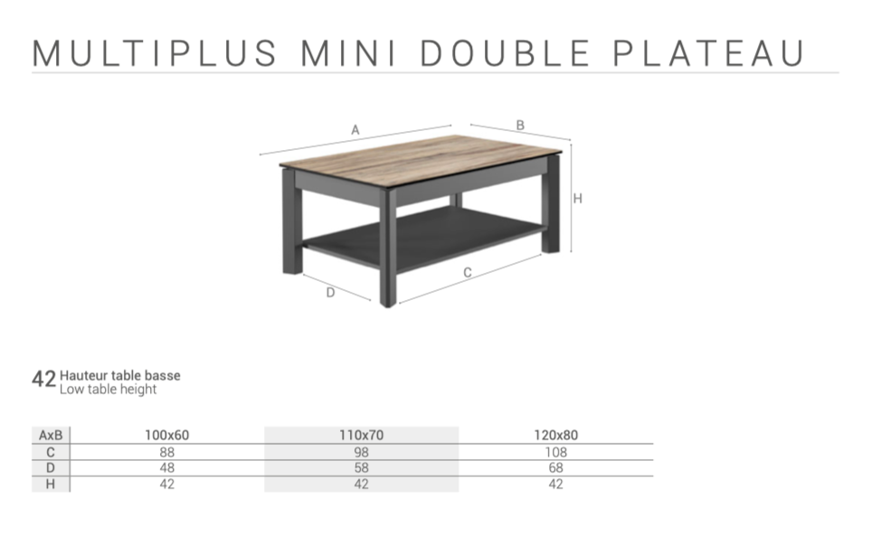 Table basse double plateau en céramique 11 couleurs 3 tailles - multiplus mini par cancio
